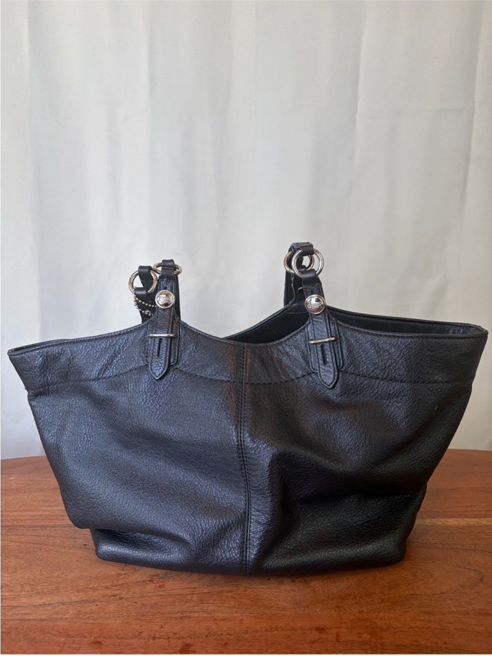 Coach Black Pebbled Leather Tote - Picture 11 of 16